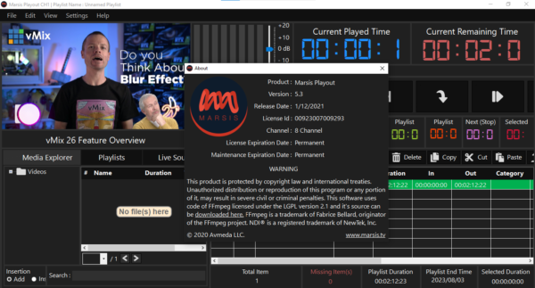 Marsis Playout V5.3.21.112 - 8 Multi Channel / Marsis CG / Marsis Scheduler with Crack - Image 2