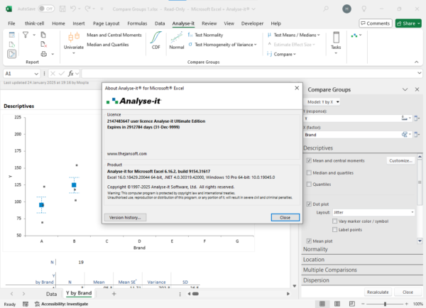 Analyse-it Ultimate  Edition 6.16.2 For Microsoft Excel 64bit - Image 3